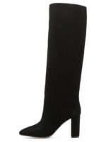 "Via Roma 15" bottes hautes femme noires en daim – Image 3
