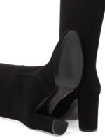 "Via Roma 15" bottes hautes femme noires en daim – Image 5