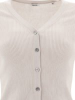 "Aspesi" cardigan femme blanc en coton à col en V - Image 3