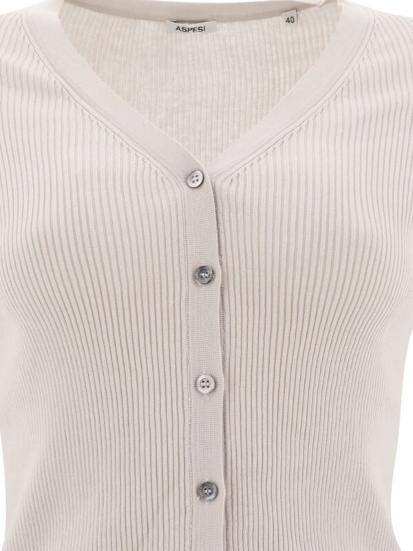 "Aspesi" cardigan femme blanc en coton à col en V - Image 3