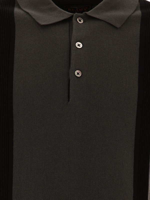 "Beams Plus" polo en maille noir en coton coupe regular à manches courtes pour homme – Image 3
