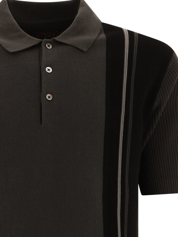 "Beams Plus" polo en maille noir en coton coupe regular à manches courtes pour homme – Image 4