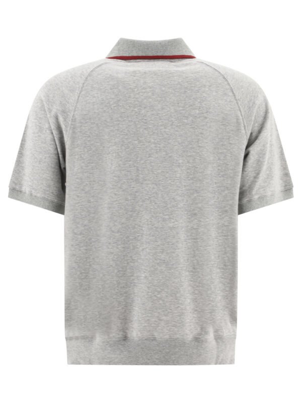 "Beams Plus" polo zippé gris en coton coupe regular à manches courtes pour homme - Image 2