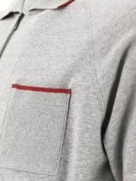 "Beams Plus" polo zippé gris en coton coupe regular à manches courtes pour homme - Image 4