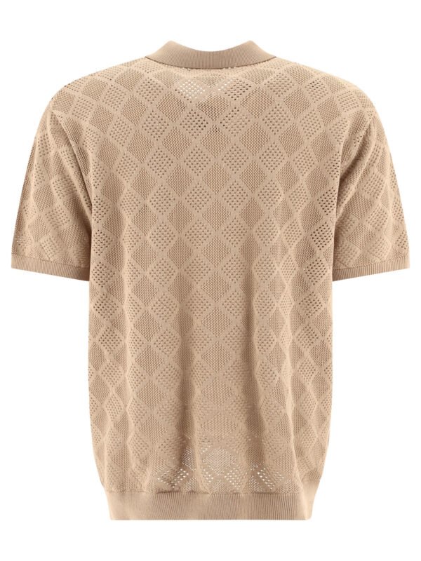 "Beams Plus" polo zippé en maille beige en coton coupe regular à manches courtes pour homme – Image 2