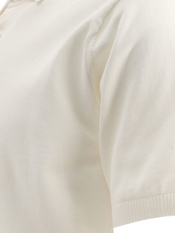 "Beams Plus" polo homme blanc 12G en coton - Image 4