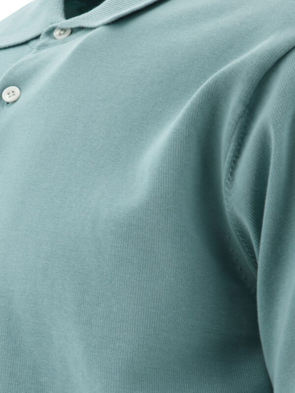 "Beams Plus" Polo homme bleu clair en coton coupe regular - Image 4