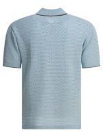 "Beams Plus" polo perforé bleu clair en coton coupe regular à manches courtes pour homme – Image 2