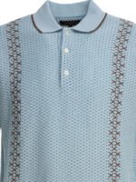"Beams Plus" polo perforé bleu clair en coton coupe regular à manches courtes pour homme – Image 4