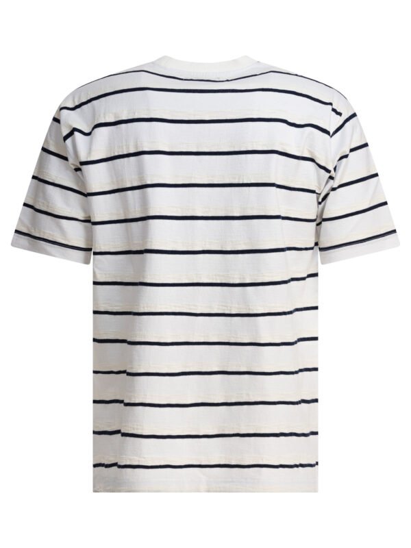 "Beams Plus" t-shirt homme blanc à rayures en coton – Image 2