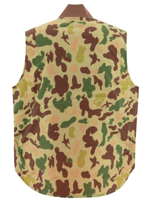 "Beams Plus" veste sans manches homme vert camouflage en nylon matelassé – Image 2