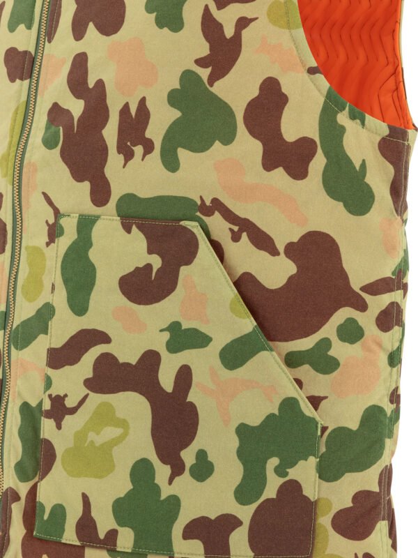 "Beams Plus" veste sans manches homme vert camouflage en nylon matelassé – Image 4