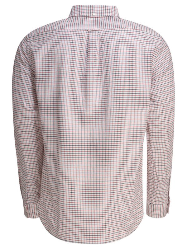 "Beams Plus" chemise Oxford Tattersall blanche en coton coupe regular à manches longues pour homme – Image 2