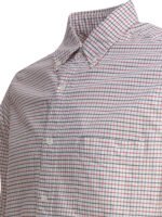 "Beams Plus" chemise Oxford Tattersall blanche en coton coupe regular à manches longues pour homme – Image 4