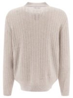 "Beams Plus" polo à manches longues homme gris en coton et cachemire coupe regular – Image 2