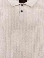 "Beams Plus" polo à manches longues homme gris en coton et cachemire coupe regular – Image 3