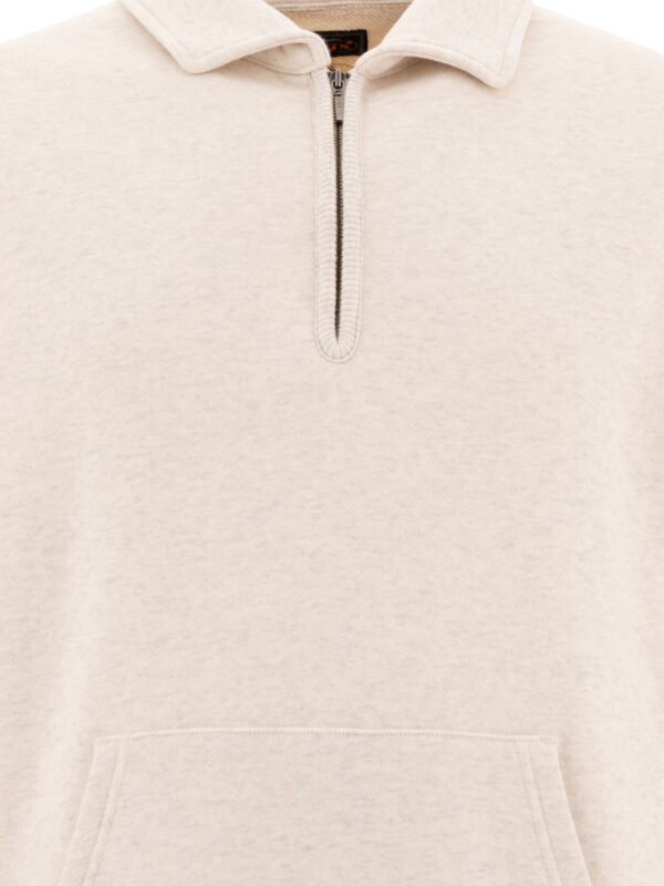 "Beams Plus" sweat zippé homme beige en coton – Image 3