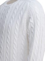 "Beams Plus" pull blanc en lin et coton coupe regular à manches longues pour homme – Image 4