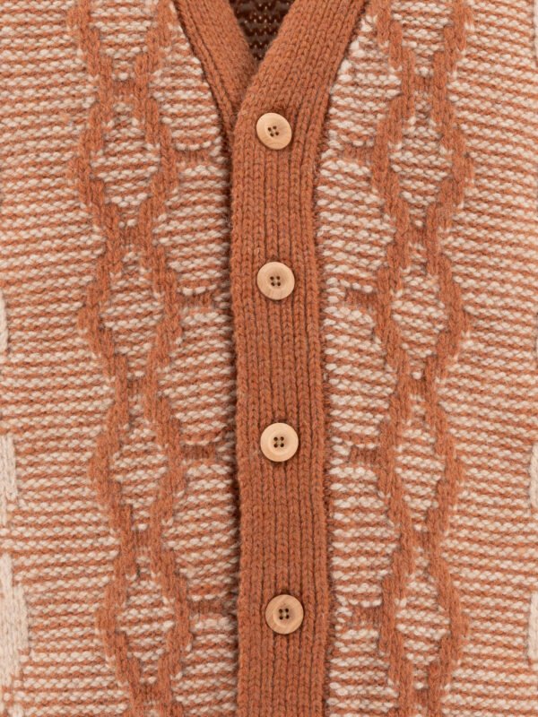 "Beams Plus" cardigan homme marron en laine coupe regular – Image 3