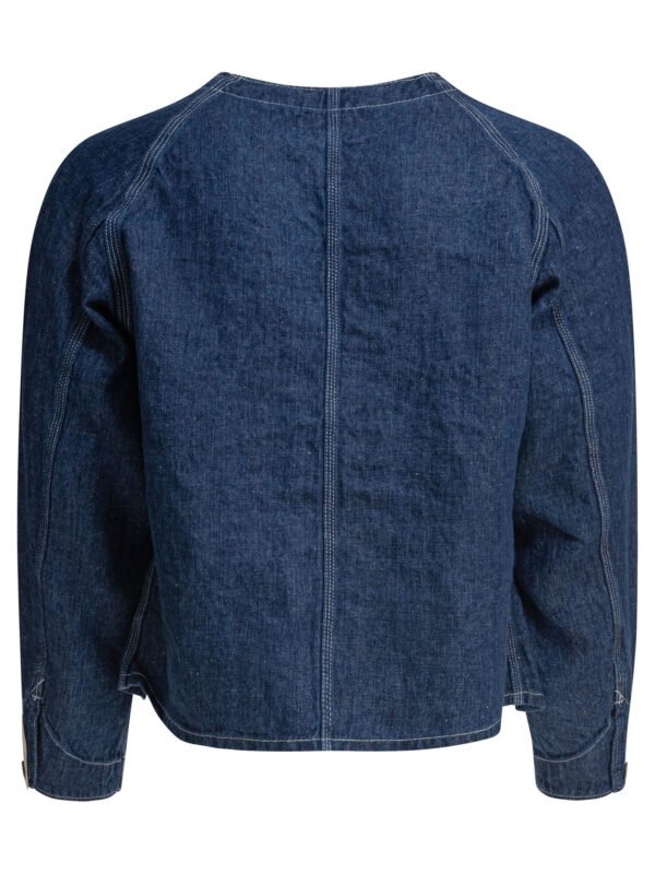 "Beams Plus" veste Engineer bleue en lin coupe décontractée à manches longues pour homme – Image 2