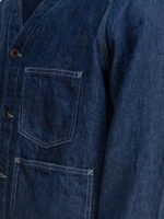 "Beams Plus" veste Engineer bleue en lin coupe décontractée à manches longues pour homme – Image 4