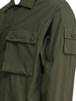 "Beams Plus" surchemise MIL SHT-JAC verte en coton coupe regular à manches longues pour homme – Image 4