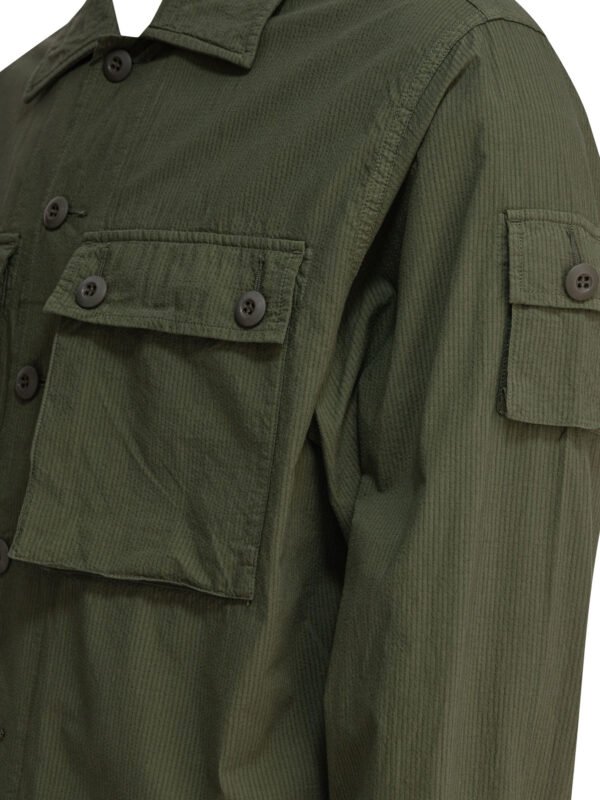 "Beams Plus" surchemise MIL SHT-JAC verte en coton coupe regular à manches longues pour homme – Image 4
