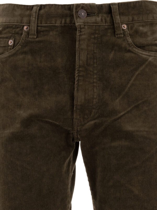 "Beams Plus" pantalon homme marron en coton coupe regular – Image 3