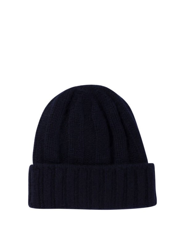 "Beams Plus" bonnet homme bleu nuit en cachemire – Image 2