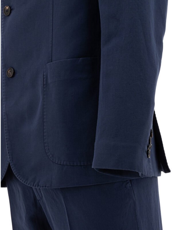 "Incotex" costume homme bleu en coton et lin coupe classique – Image 4
