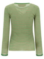 "Valentino" T-shirt vert à rayures en soie manches longues – Image 2