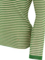 "Valentino" T-shirt vert à rayures en soie manches longues – Image 4