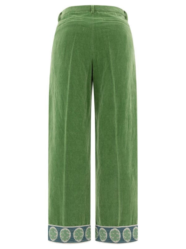 "Valentino" Pantalon homme vert en coton et lin, coupe regular – Image 3