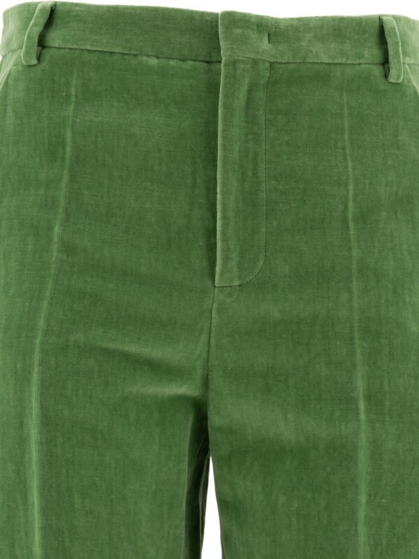 "Valentino" Pantalon homme vert en coton et lin, coupe regular – Image 5