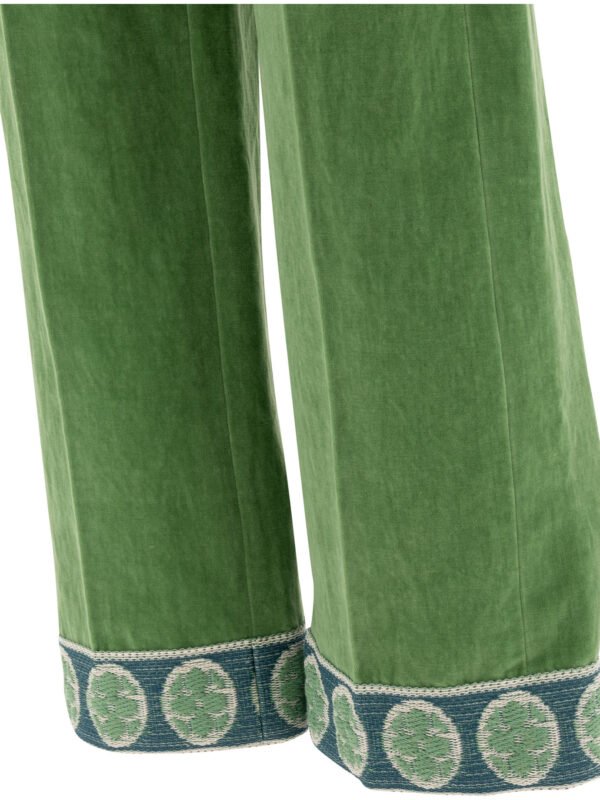 "Valentino" Pantalon homme vert en coton et lin, coupe regular – Image 7