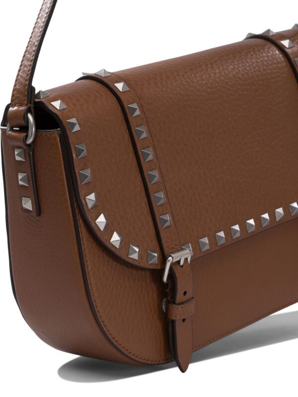 "Valentino Garavani" sac bandoulière femme marron Rockstud en cuir – Image 4