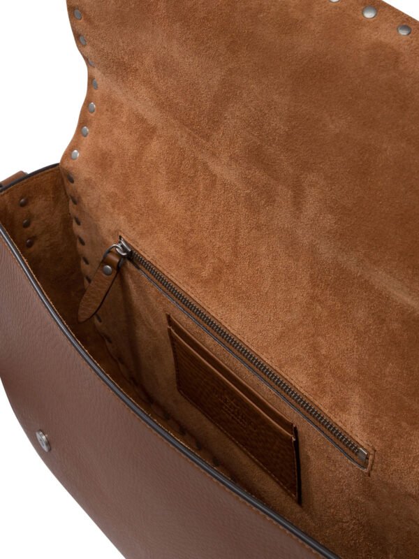"Valentino Garavani" sac bandoulière femme marron Rockstud en cuir – Image 5