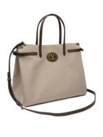 "Valentino Garavani" sac à bandoulière beige en toile et cuir pour femme – Image 2