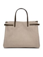 "Valentino Garavani" sac à bandoulière beige en toile et cuir pour femme – Image 3