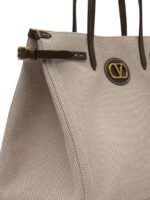 "Valentino Garavani" sac à bandoulière beige en toile et cuir pour femme – Image 4