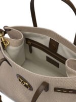 "Valentino Garavani" sac à bandoulière beige en toile et cuir pour femme – Image 5