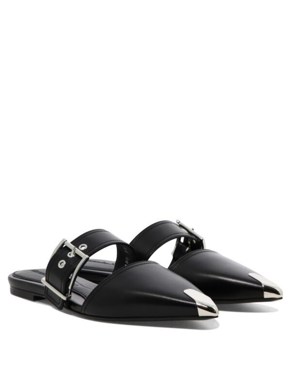 "Alexander McQueen" sandales noires en cuir pour femme – Image 2