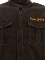 "RRL by Ralph Lauren" Chemise homme marron en denim brodé coupe regular – Image 3