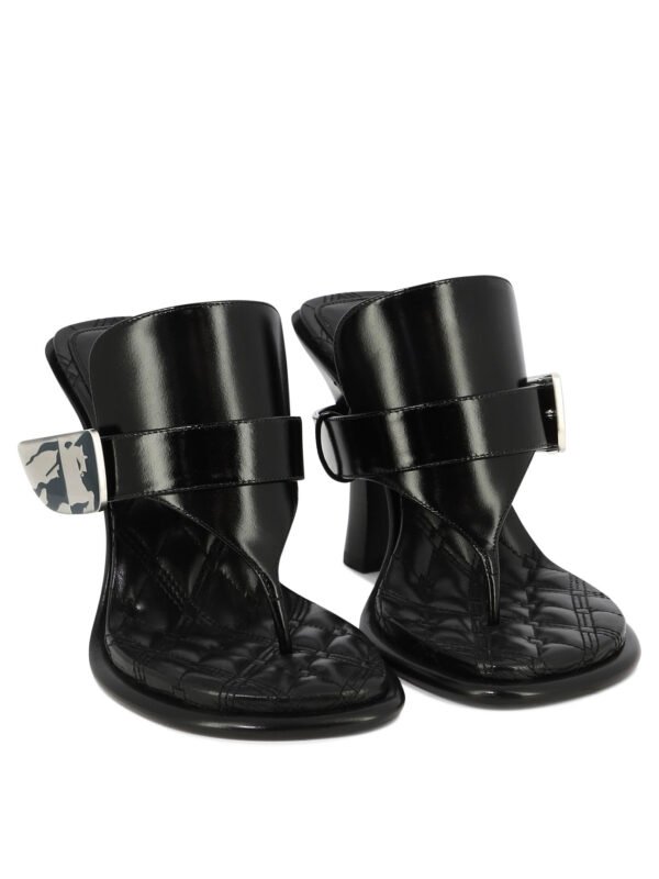 "Burberry" Sandales femme noires en cuir à talon haut – Image 2