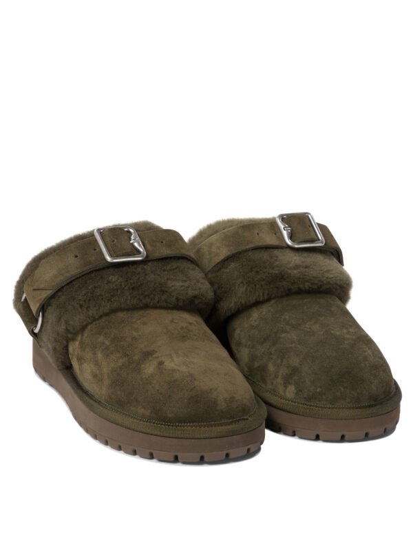 "Burberry" Chaussons femme verts en suède coupe standard – Image 2