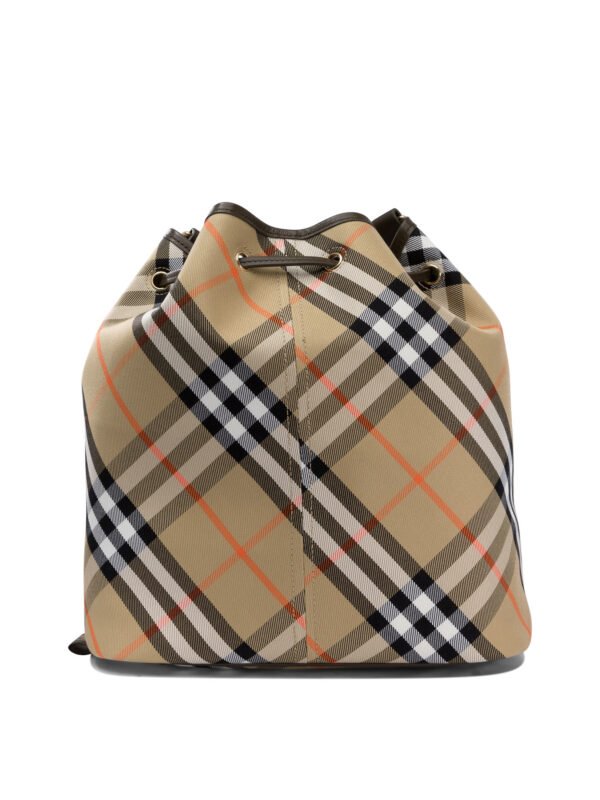 "Burberry" Sac à main femme beige en coton et cuir - Image 3