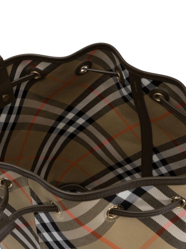 "Burberry" Sac à main femme beige en coton et cuir - Image 5
