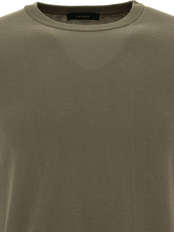 "Zanone" Pull vert en coton et lin pour homme – Image 3