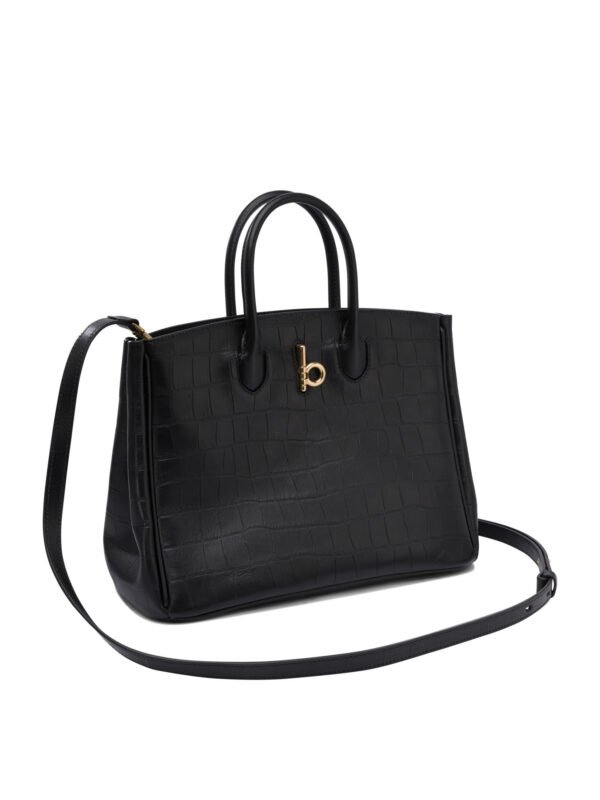 "Burberry" Sac à main femme noir en cuir – Image 2