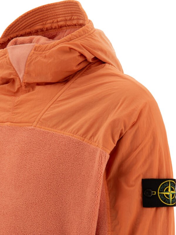 "Stone Island" Sweat à capuche homme orange en coton et polyamide coupe ample – Image 4